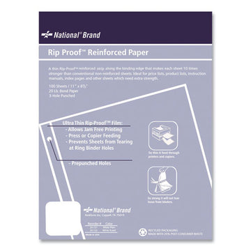National® Rip Proof Reinforced Filler Paper, 3-hole, 8.5 X 11, Narrow Rule, 100-pack freeshipping - TVN Wholesale